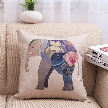 

Hot Sell Drop Shipping Vintage Cotton Linen Elephant Pillow Case Cover Pillowcase Decorative Throw Pillows