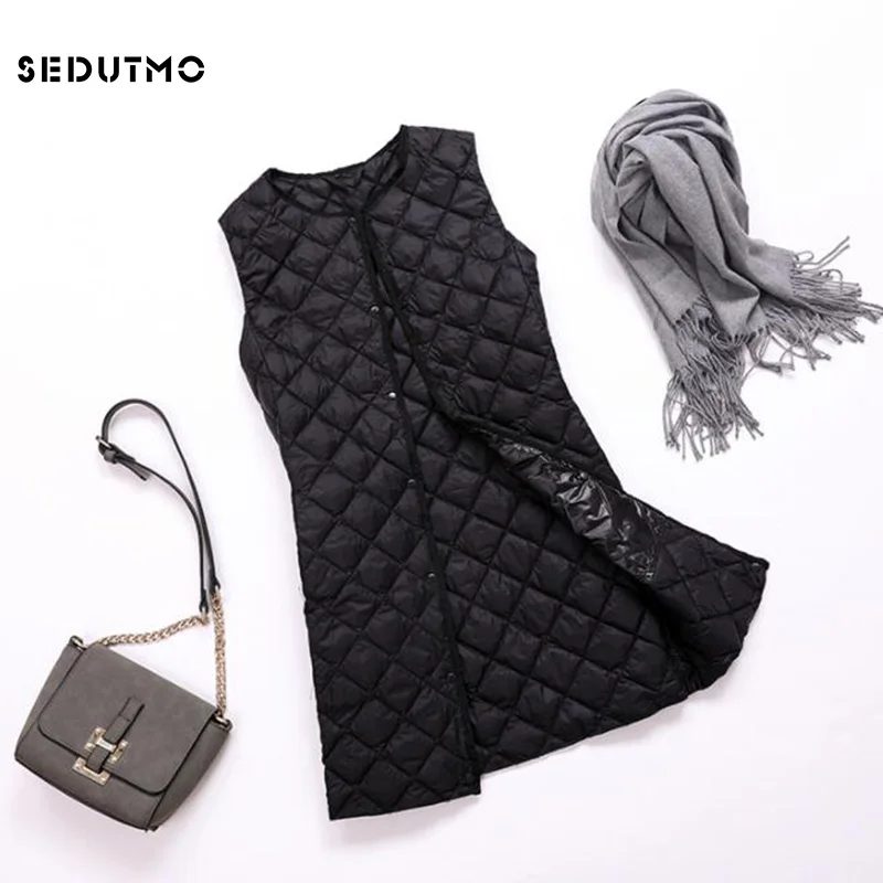 Goede SEDUTMO Lente Plus Size 3XL Ultra Licht Vrouwen Down Jas Lange Vest Herfst Puffer Jas Vest Slim Parka ED759