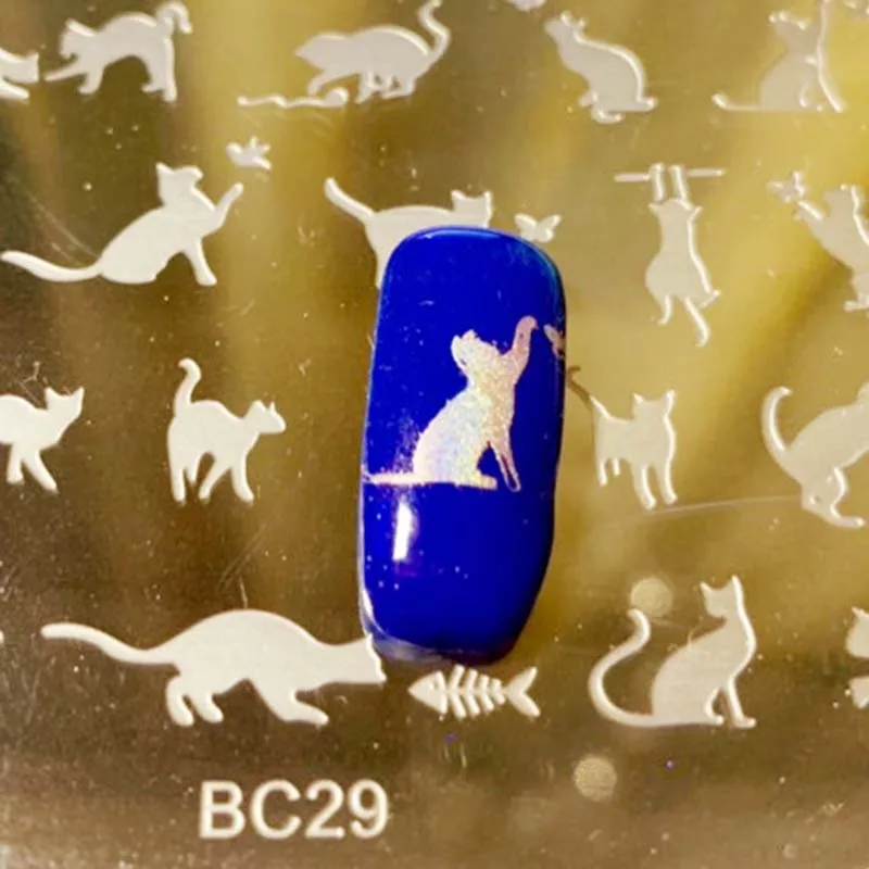 Imagem da Placa Lote Template Unha Gato Coroa Projeto Carimbar Placas Manicure Art Faça Você Mesmo Decorações Estênceis 12 Pçs - 2 High Quality Beleza e saúde