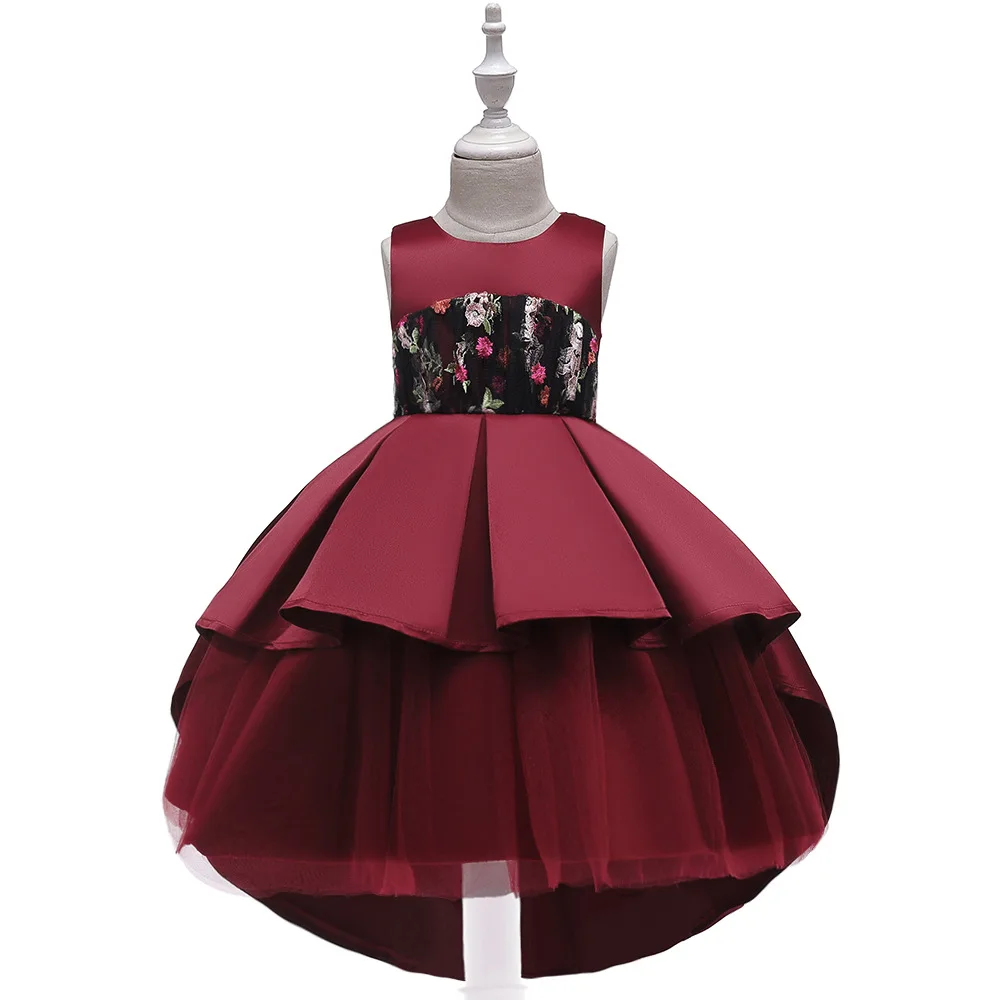 

New 2019 Sleeveless Satin High Short Back Short Fower Girl Dresses Formal Gown First Communion Dresses 2019