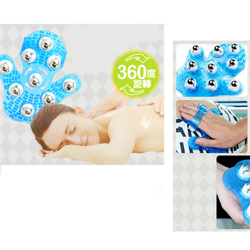 Healthsweet Палм формы целлюлит тела Массажная перчатка массажер с 9 360Degree Roller
