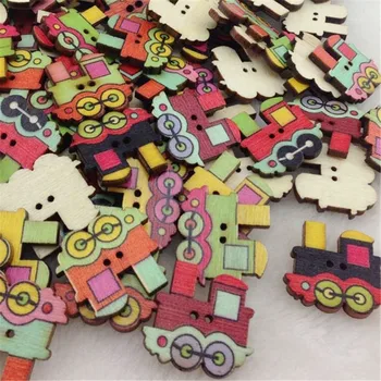 

New 10/50/100pc European Style Train Wood Buttons 25mm Sewing Mix Lots WB194