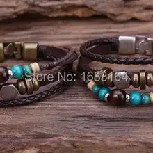 G77 из 2 предметов этнические деревянные бусины из конопляной ткани кожаный жесткий Браслет-манжета металлическая застежка мужские