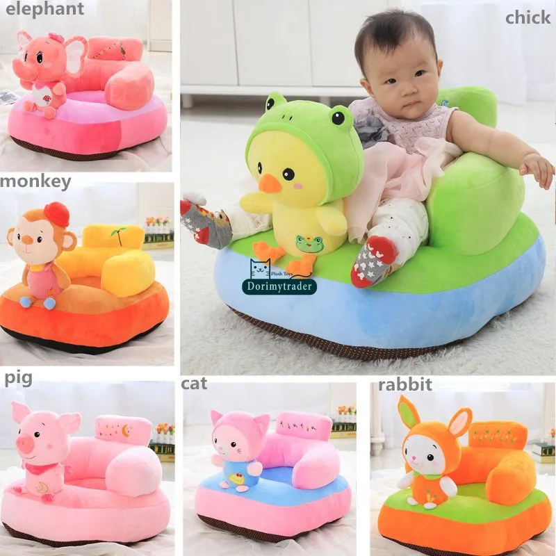 Dorimytrader 50cm x 45cm Big Cartoon Kids Sofa Animals Hippo Elephant Cat Rabbit Penguin Monkey Chick Pig Panda Dog Kids Plush Baby Chair Toy DY61904  (11)