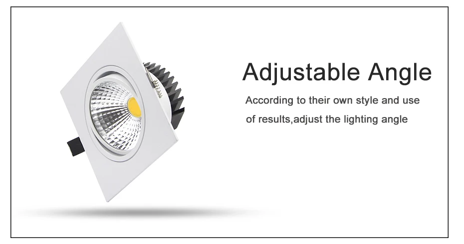 Диммируемый высокий CRI белый квадратный Встраиваемый светодиодный светильник 7 Вт 9 Вт 12 Вт 15 Вт COB светодиодный потолочный Точечный светильник AC85-265V 3000 К/4000 к/6000 К светильник