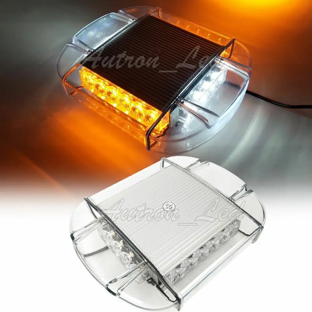 

11" 24W Amber White LED Emergency Beacon Warning Rooftop Signal Strobe Light Bar