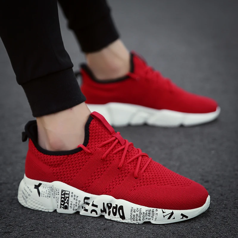 Sooneeya Size 35 47 Fly Woven Sneakers Men Red Mesh Comfort Sneakers ...