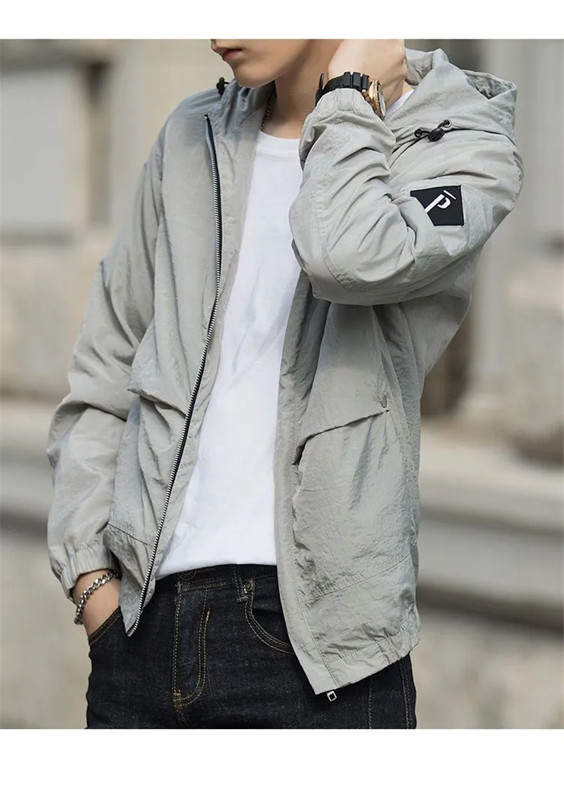 2019 Autumn Mens Jackets Windbreaker Jacket Coat Male Hooded Collar Lightweight Jacket Men Fashion INS Style Brand MuLS Fit 4XL 07