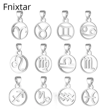 

Fnixtar 100% 925 Sterling Silver Zodiac Dangle Charm Pendent Fashion DIY Twelve Constellations Charms Polished Jewelry 12pcs/lot