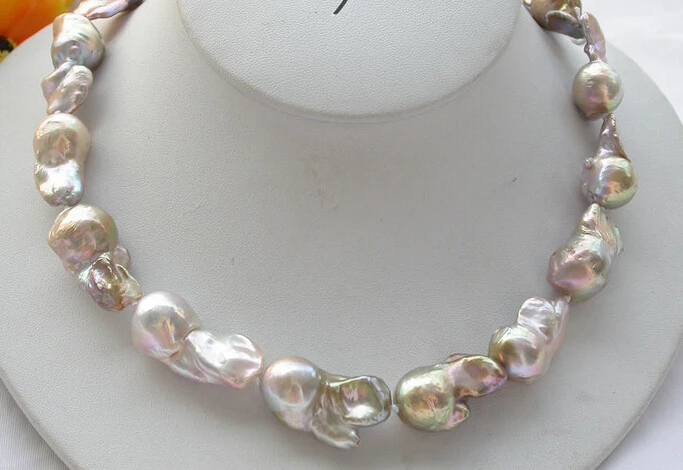 

Jewelr 004310 REAL 17" 28MM lavender BAROQUE KESHI REBORN PEARL NECKLACE