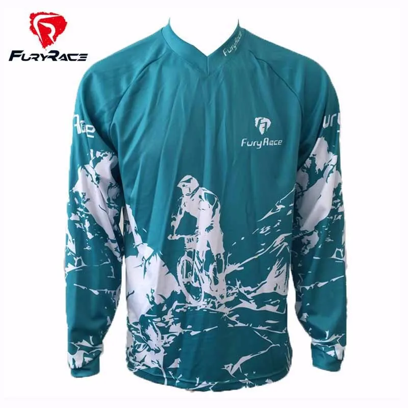 Фурия Race Для мужчин MTB DOWNHILL jersey100% полиэстер Мотокросс футболка мотоциклетные Велоспорт Велосипедный Спорт Майки велосипед Roupa Костюмы