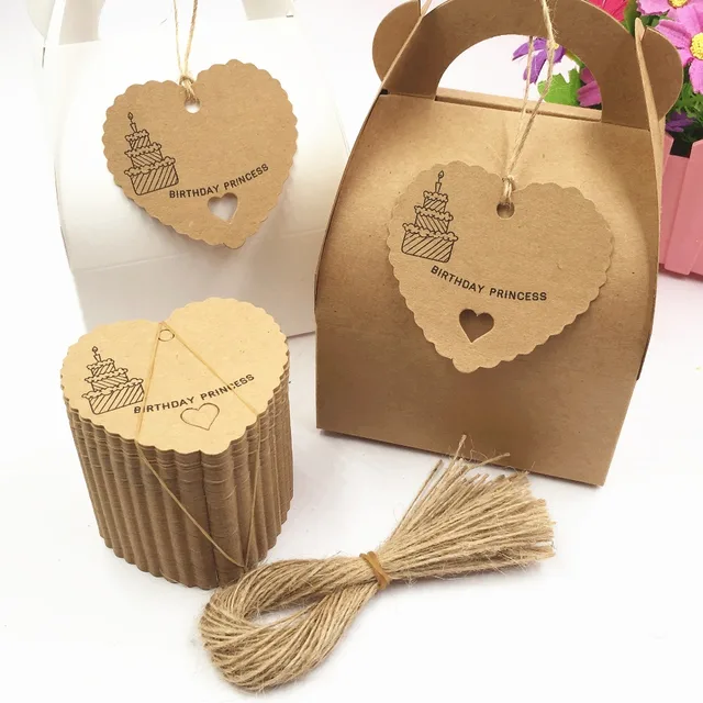 200pcs small heart brown paper tags gift tag wedding gift tags