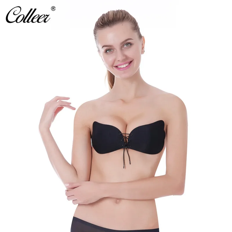COLLEER Sexy Push Up Bra Silicone Lace Up Bralette Big Size BH soutien gorge Invisible Strapless Bras for Women soutien gorge 17