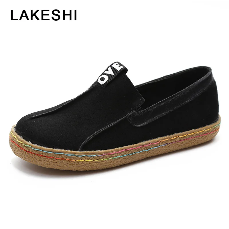 

LAKESHI Women Loafers Summer Flat Shoes Fashion Oxford Shoes Woman Casual Shoes Black Soft Bottom Slip On Women Shoes Size 35-42