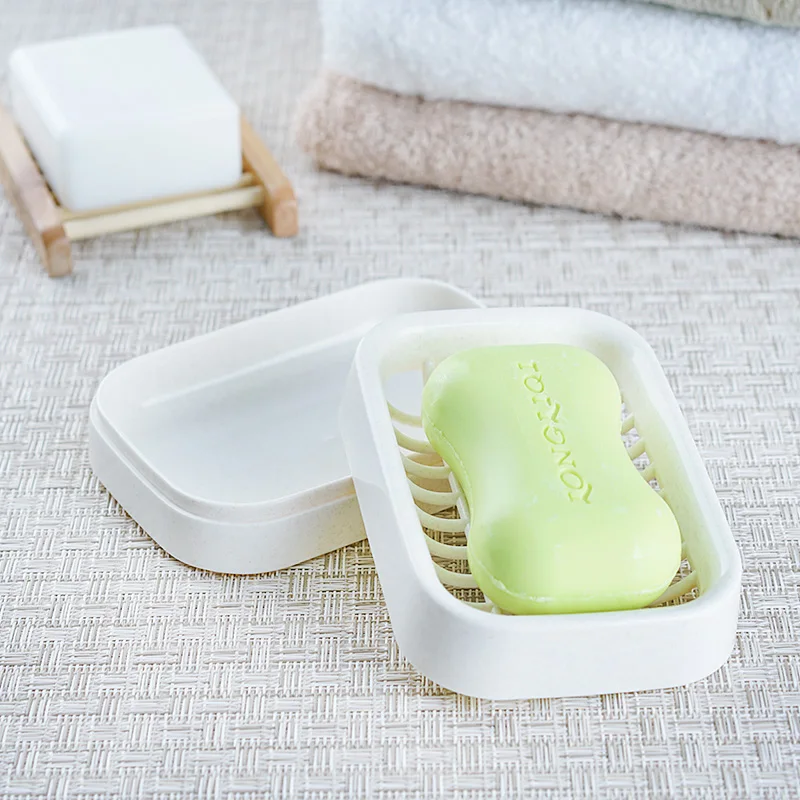 Japan Style Double Layer Soap Box Plastic Soap Dish Holder Storage Rack