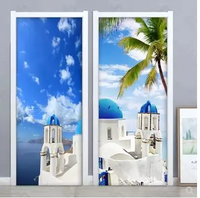 

Door stickers wooden door push-pull door renovation Adhesive waterproof wardrobe door stickers wall stick the bedroom door-24