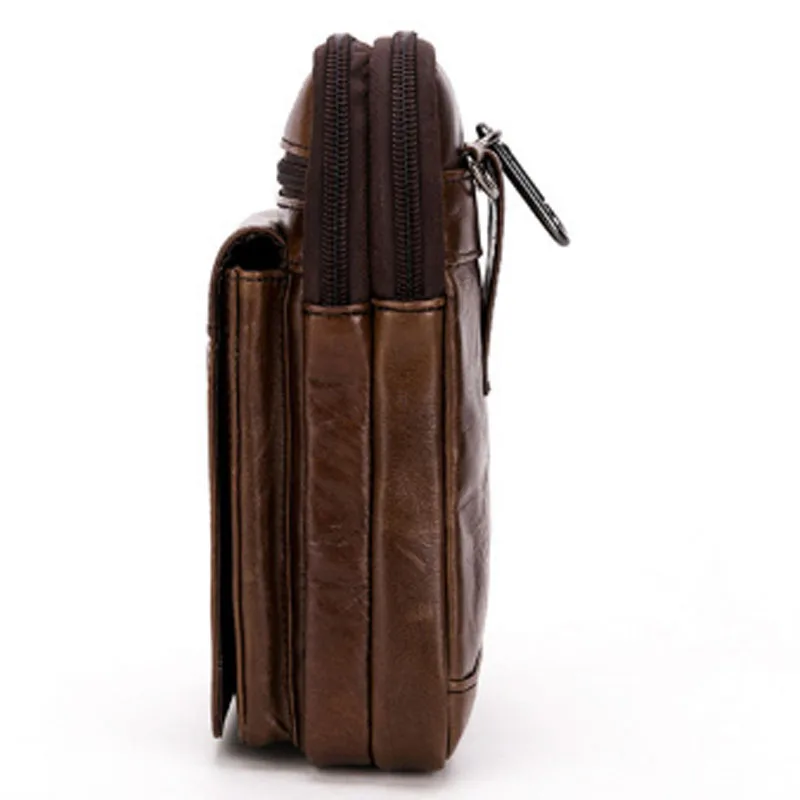 Высококачественная Мужская сумка через плечо первый слой из воловьей кожи ремень крюк Фанни Талии Мешок ячейка/Мобильный телефон сумка