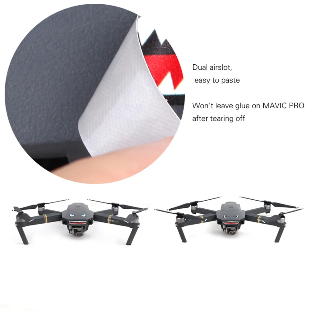 2 шт. украшение акулы водонепроницаемая наклейка для DJI Mavic Pro RC Drone 20J Прямая