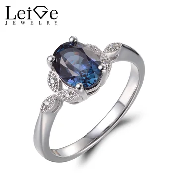 

Leige Jewelry Alexandrite Rings Anniversary Rings Oval Cut Color Changing Gemstone 925 Sterling Silver June Birthstone Gifts