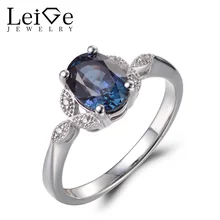 Leige Jewelry Alexandrite Rings Anniversary Rings Oval Cut Color Changing Gemstone 925 Sterling Silver June Birthstone Gifts
