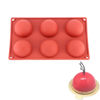 

Semi-circle 6 hole 3D silicone mold cake baking tools truffle dessert mold