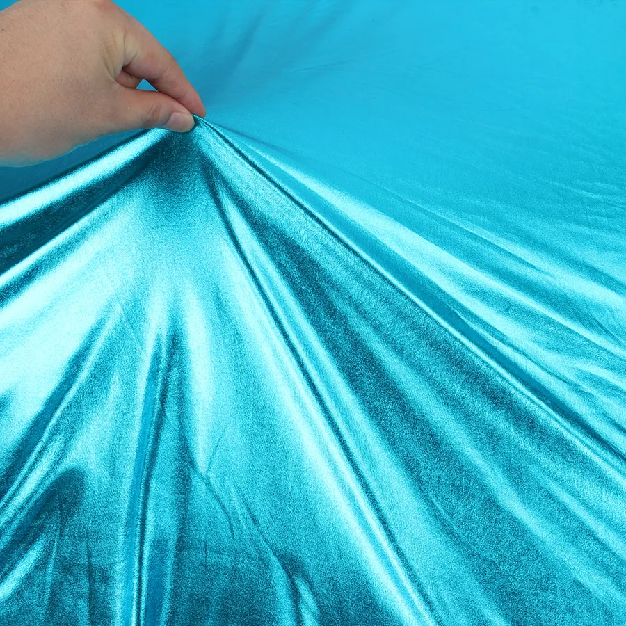 Бронзовая ткань лайкра Материал; блестящая натуральная кожа с эластичной ткани для DIY костюм для сцены, косплея платье 6" в ширину двор - Цвет: Lake Blue