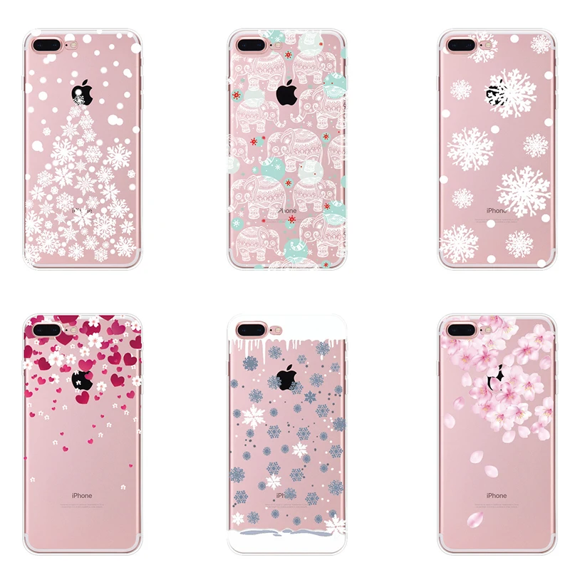 2017 Модный чехол для телефона с рождественской снежинкой iPhone 7 6 6s Plus 5 5S прозрачные