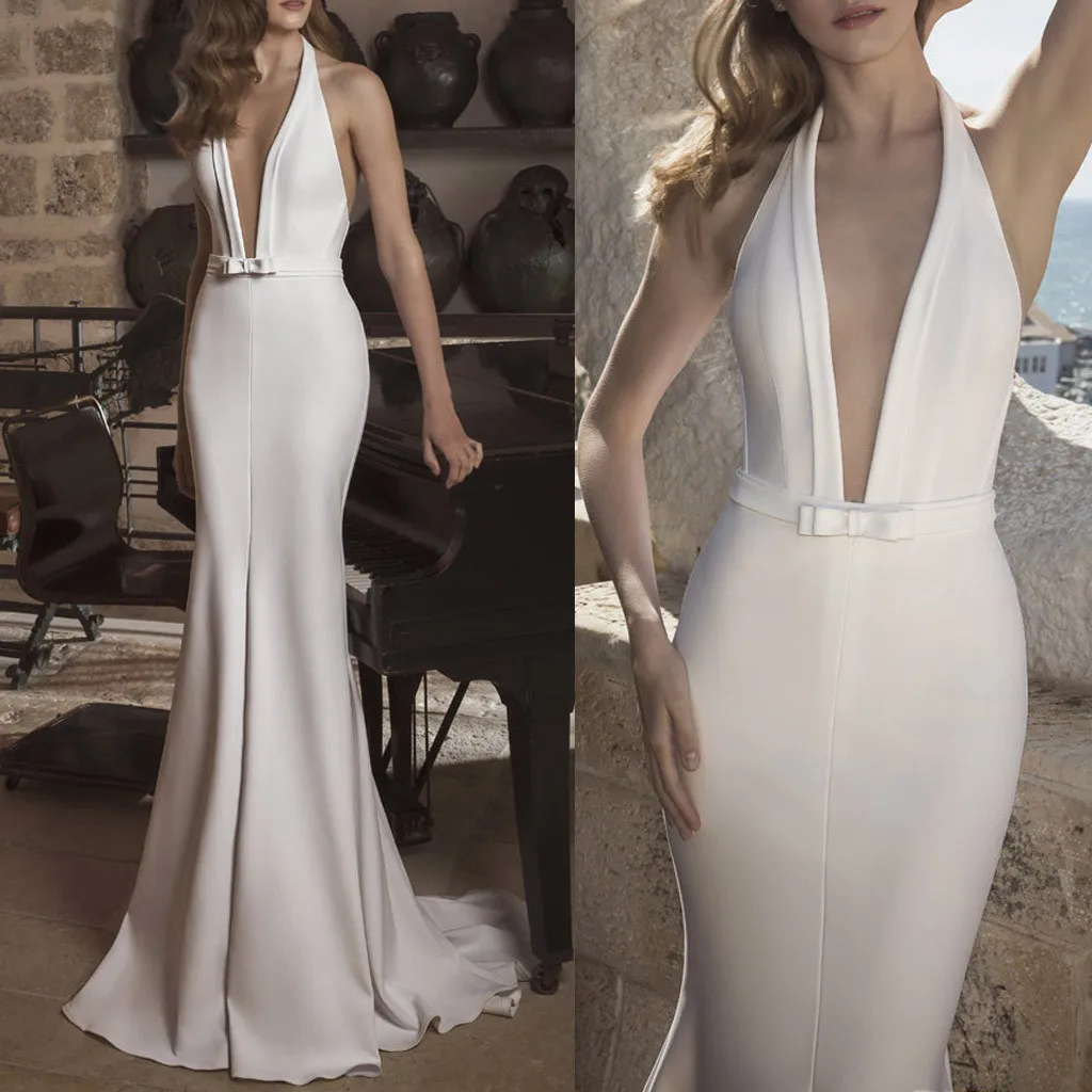 2019 New long dinner dresses for women dresses woman party night Fashion Women Sexy V-Neck Solid Halter Evening Party Maxi Dress 2019 New long dinner dresses for women dresses woman party night Fashion Women Sexy V-Neck Solid Halter Evening Party Maxi Dress