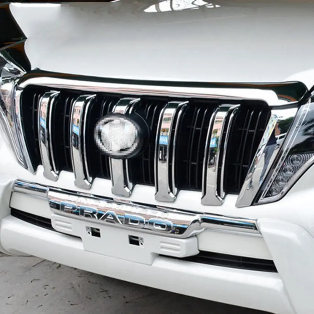 Аксессуары для Toyota Land Cruiser Prado J150 АБС хромированная Защитная панель для переднего центр гоночная решетка крышка планки 6 шт./компл