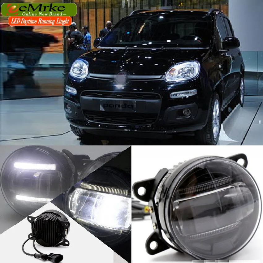 eeMrke Led DRL For FIAT PANDA 2012 - up 2 in 1 LED Fog Lights Lamp With Q5 Lens Daytime Running Lights