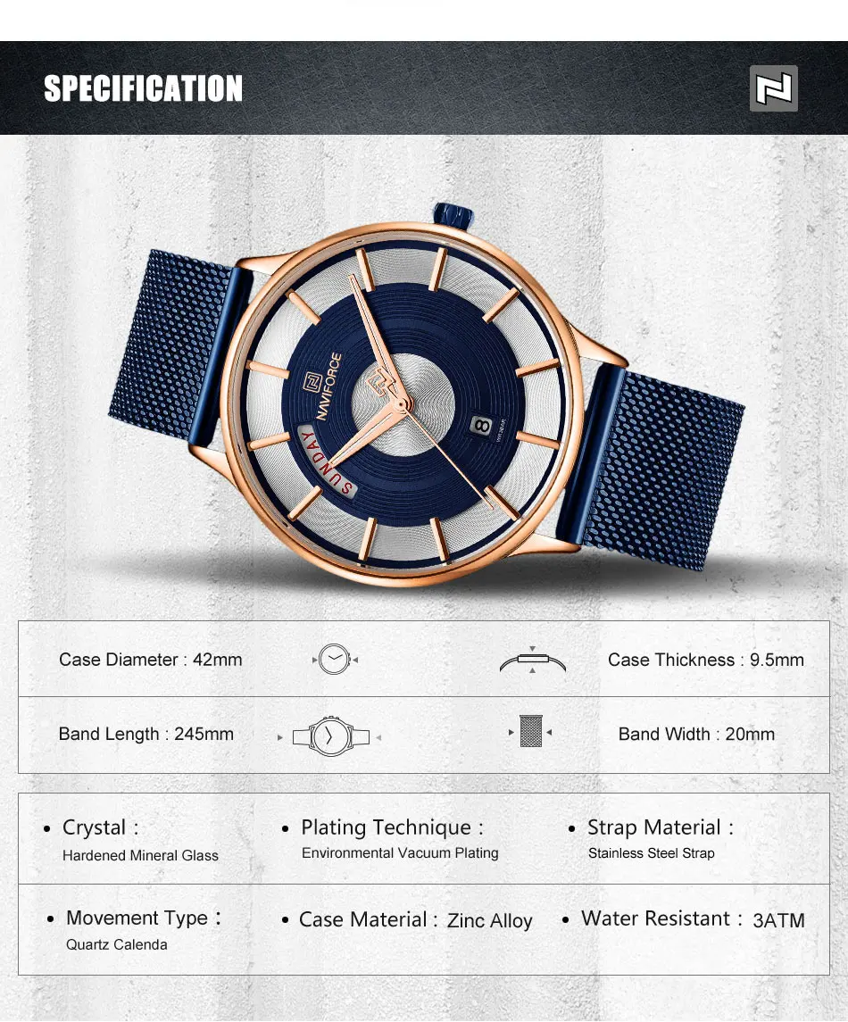 NAVIFORCE Топ люксовый бренд часы мужские модные стальные сетчатые Кварцевые спортивные часы мужские повседневные деловые наручные часы Relogio Masculino