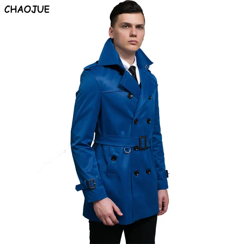 Luxury Brand Corduroy Trench Male Single Breasted Slim