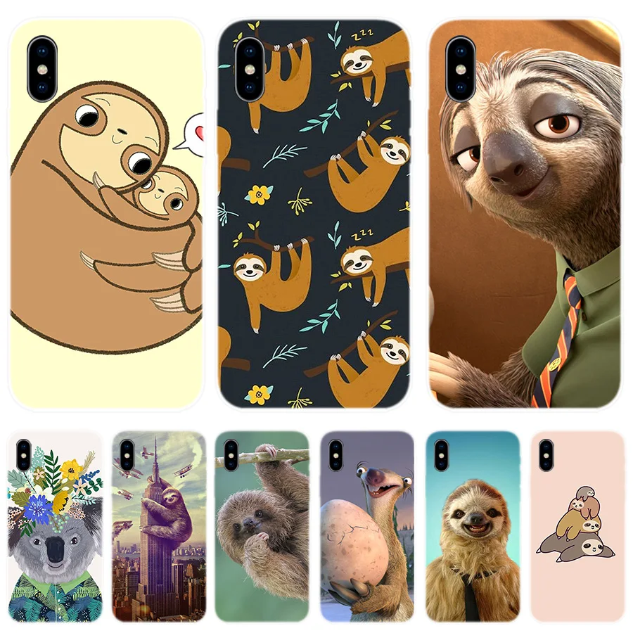 

Sloths Soft Silicone Phone Back Case For Apple iPhone 6 6S 7 8 Plus X XS MAX XR 5S 5C SE 5 Comic Phone Coque Cover Capa