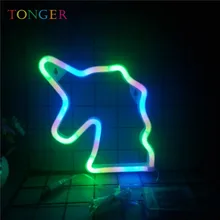 TONGER Единорог вечерние неоновые лампы светодиодный неоновый романтический свадебный неоновый знак музейные вечерние декоративный светильник для дома красочный светильник Единорог