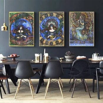 

Abstract Retro Art Nouveau Art Canvas Poster Wall Picture for Living Room No Frame