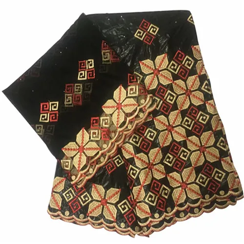 5 ярдов+ 2 ярдов индийский Базен Riche кружевная ткань с блузкой вышитая бисером золотая линия кружевная ткань для бассейна KY060709 - Цвет: same as picture1