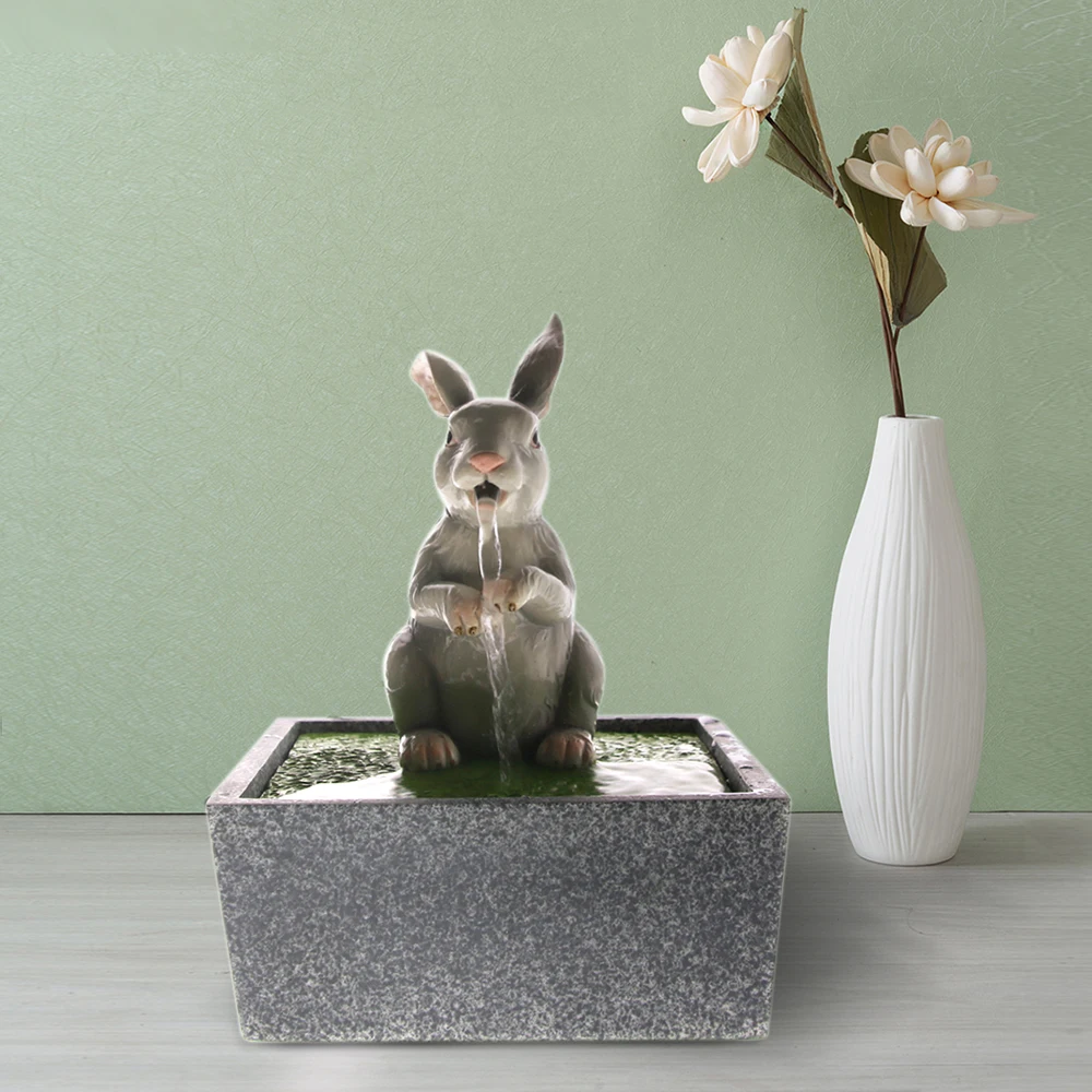 

Bunny Electric Water Fountain Indoor Interior Air Freshener Waterfall Rabbit Table Decorative Sculpture Relaxing Water Fountain