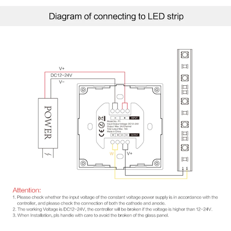 Milight P1 DC12-24V Яркость затемняя Смарт Панель контроллер для одного цвета светодиодные полосы света Milight лампы или