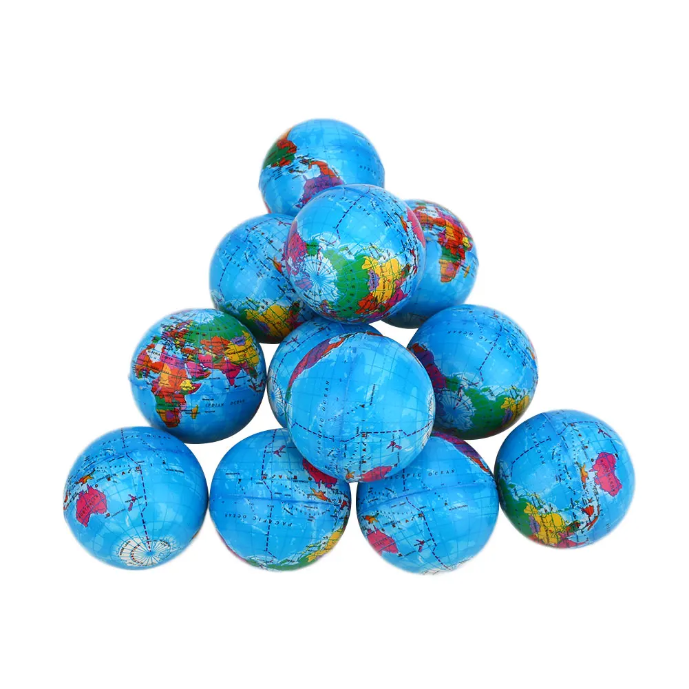 

6.3cm Earth Globe Ball Bouncy Sponge Elastic Press Squishy Toy Colorful