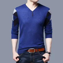 Осенне-зимняя модная брендовая одежда мужской кашемировый Повседневный свитер мужской s пэчворк v-образный вырез тонкие свитера мужские пуловеры XXXL