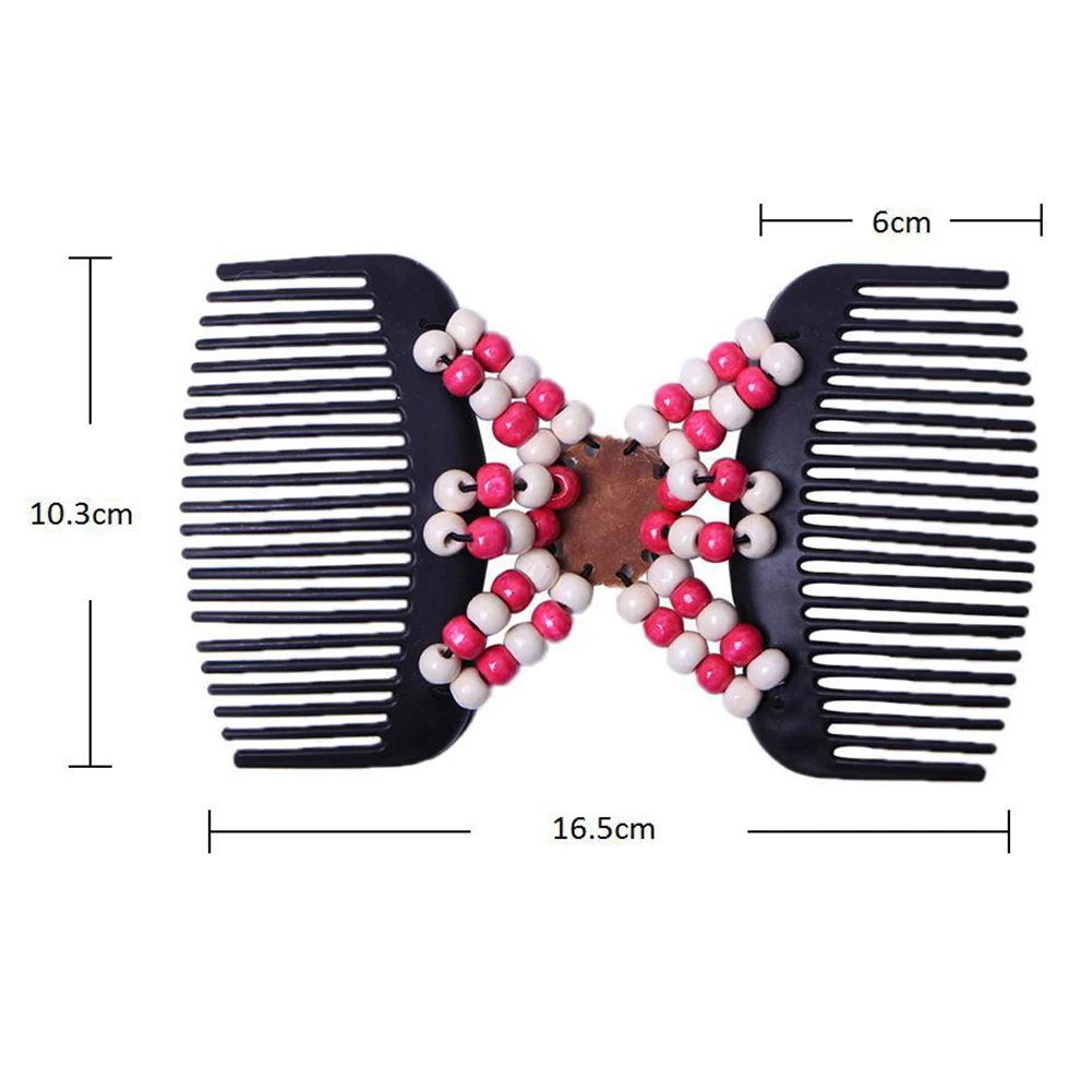 Double Beaded Thick Hair Clip Combs Beads Elastic Hairpin Bun Maker Pins Hair Styling KG66