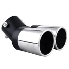 Universal Car Vehicle Exhaust Muffler Steel Tail Pipe:Bending Double Tube(silver&black)