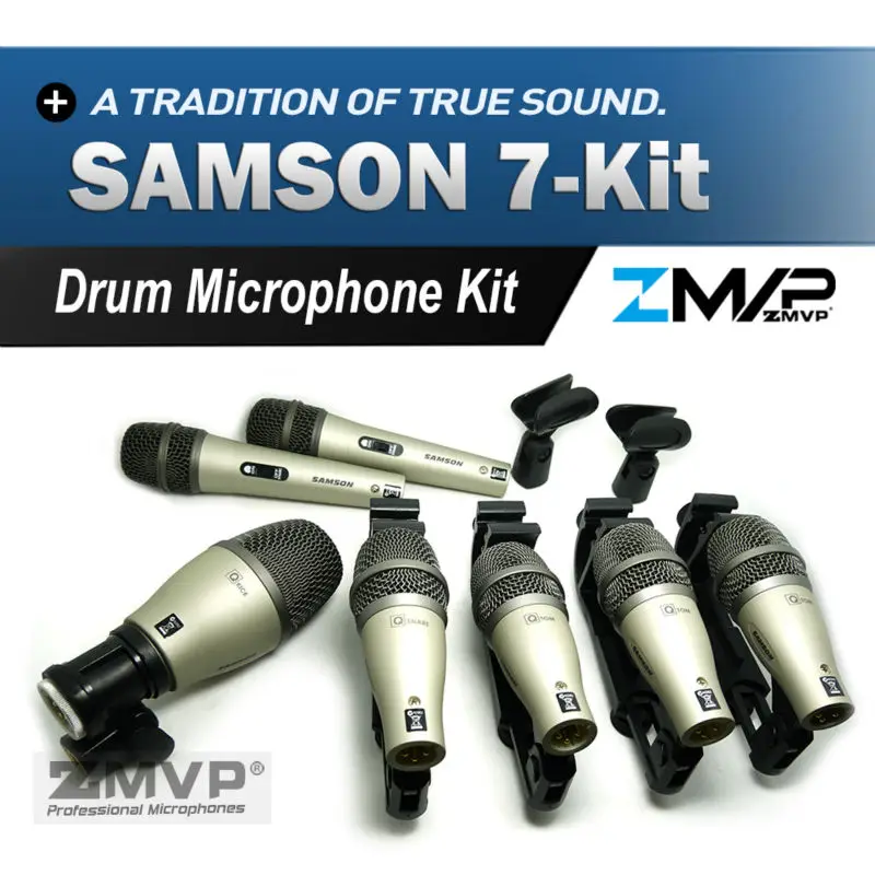

Free Shipping!! Top Quality!! Professional New Boxed SAMSON 7kit 7-piece Drum Kit Microphone Mic Set In Box microfone microfono
