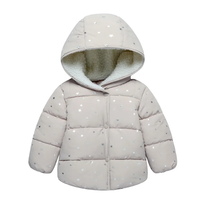 KEAIYOUHUO пальто для маленьких девочек зимнее пальто хлопка куртки для девочек для детей Теплая верхняя одежда с капюшоном Детская Костюмы куртки для девочек - Цвет: Серый