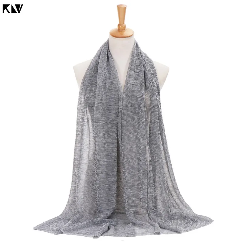 KLV/Для женщин; однотонная; украшенная пайетками; Цвет Hijab шарф мусульманский Исламская Турция тюрбан, повязка на голову