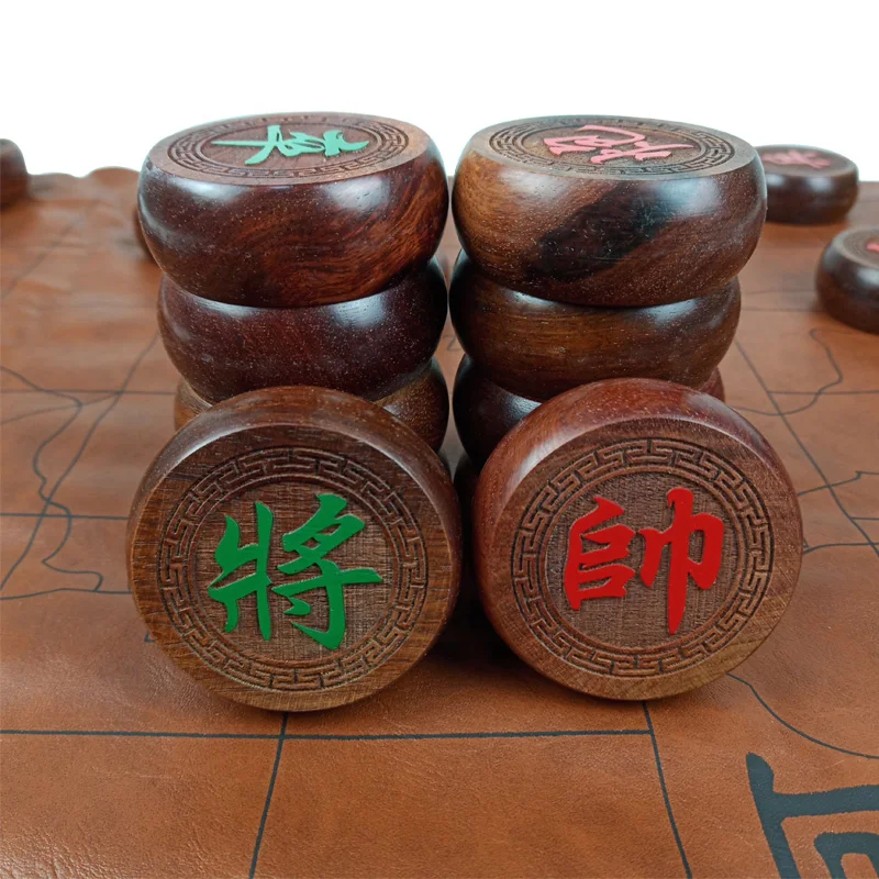 Yernea High-quality Chinese Wooden Chess  Game Set Soft Leather Chessboard Solid Wood Rosewood Chess Pieces Superior Quality
