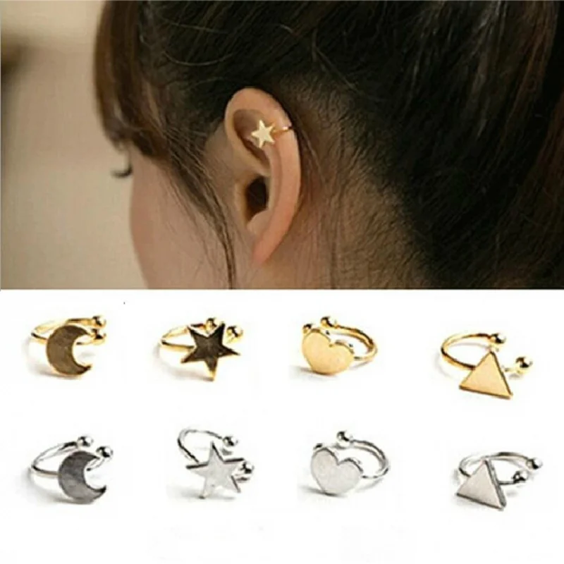 

New Arrivals Fashion No Pierced Non-piercing Earcuff Ear Star Moon Heart Triangle Clip-on Clip Earrings For Women Jewelry