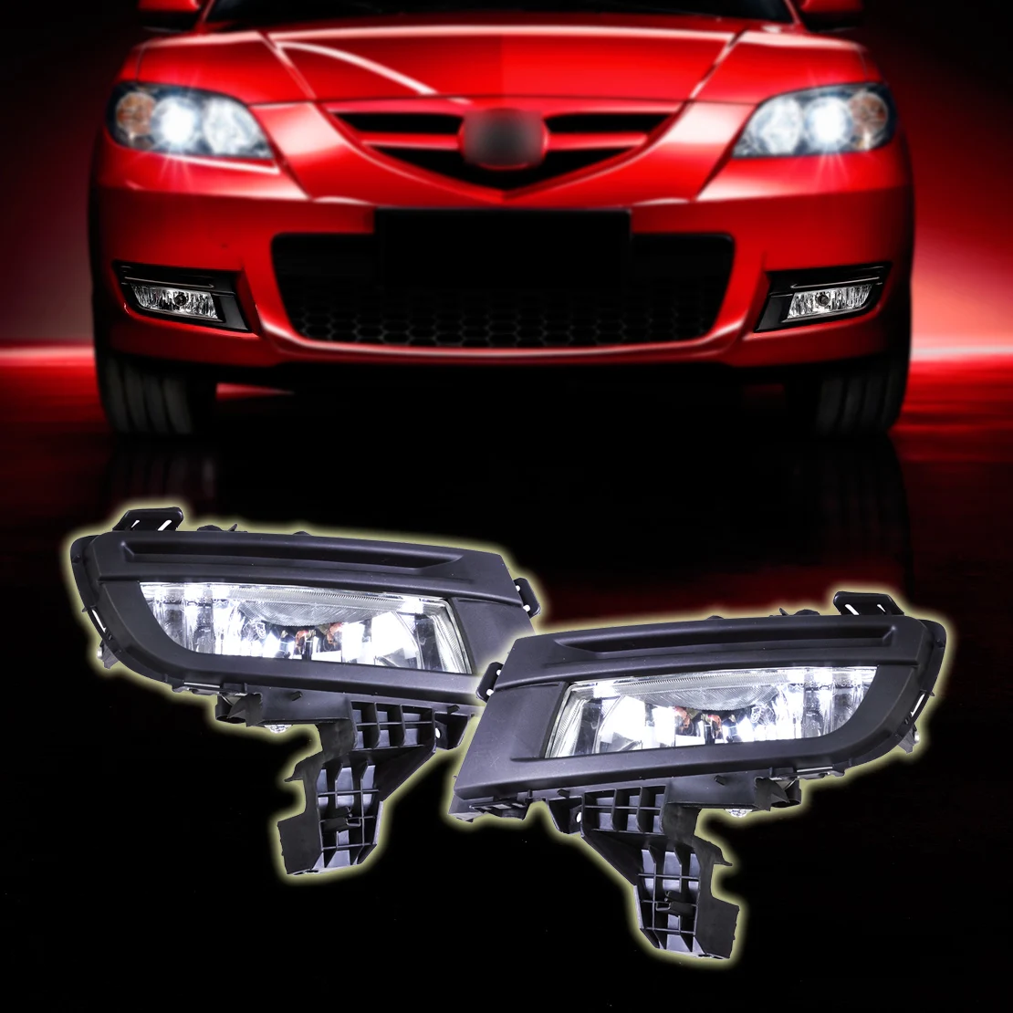 DWCX Pair Front Fog Light Lamp 9006 12V 51W Front Left + Right Side Replacement for Mazda 3 2007 - 2009 without Wiring Harness DWCX Pair Front Fog Light Lamp 9006 12V 51W Front Left + Right Side Replacement for Mazda 3 2007 - 2009 without Wiring Harness