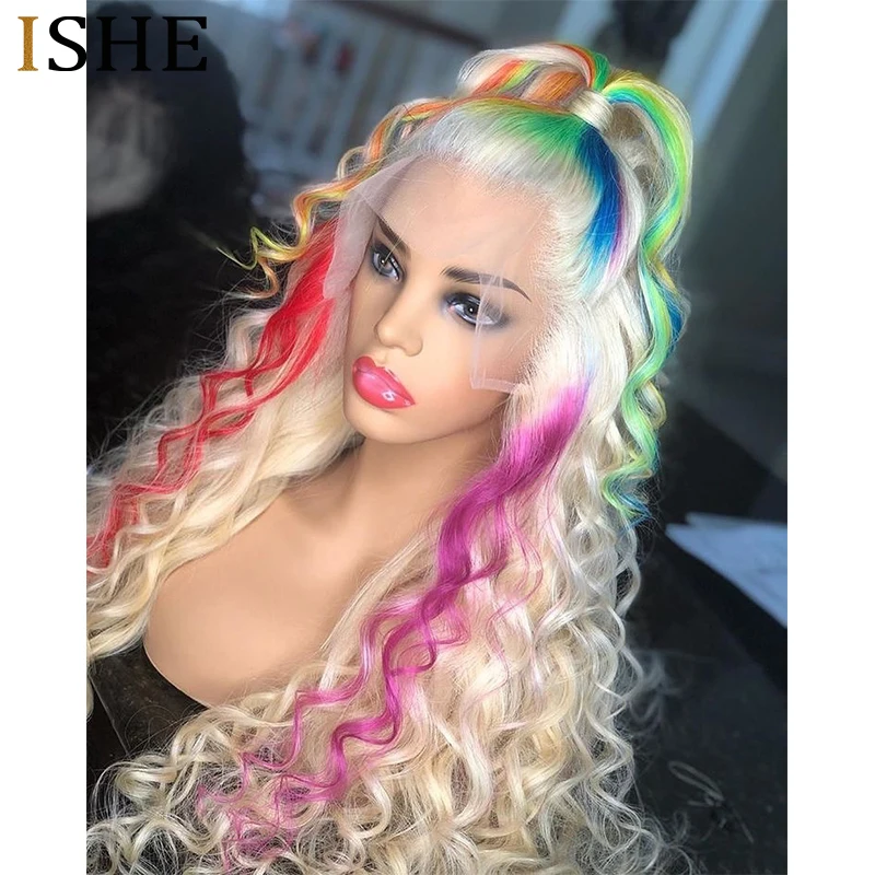

Purple Full Lace Front Wig Blue Human Hair Wigs Transparent Green Lace Front Human Hair Curly Colored Human Hair Wigs preplucked