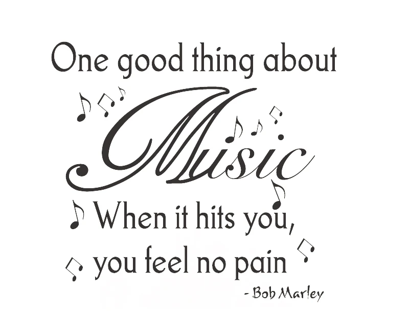 Wall Quote Decal Vinyl Sticker Art Bob Marley Music Makes You Feel No Pain S36